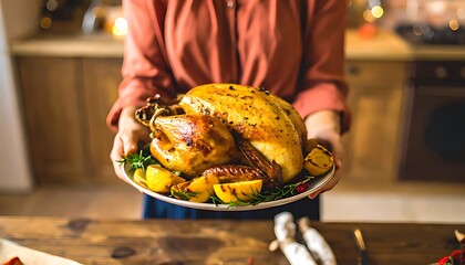 Roasted turkey presented on a plate.