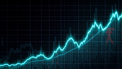 Analyzing digital financial growth trends virtual environment data visualization neonaesthetic informative perspective