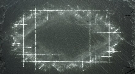 Fototapeta premium Rectangular chalk border on a slate surface