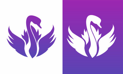 Elegant Swan with Wings Logo Design