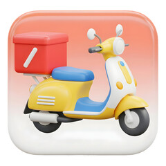 Obraz premium 3D Food Delivery Scooter Icon for Mobile App and E-commerce