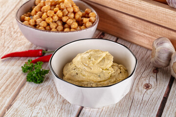 Natural organic homemade chickpea hummus