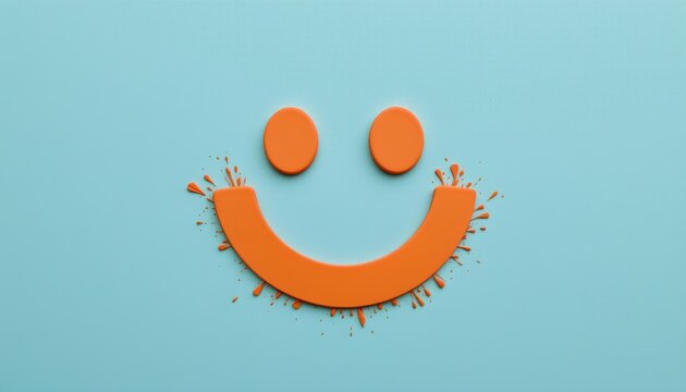 Joyful orange smiley face made of paint unity graphic design bright environment creative viewpoint fun concept
