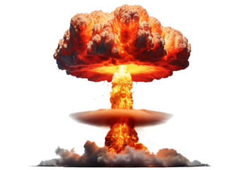 nuclear explosions and mushroom cloud isolated on transparent or white background