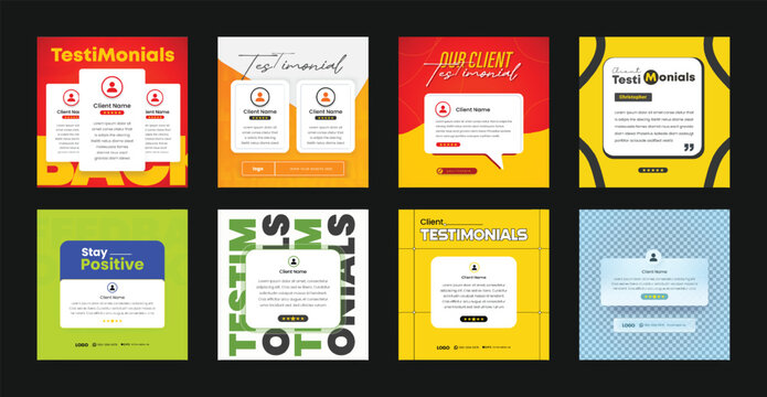 Customer Feedback Testimonial Social Media Post Template Set