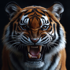Fototapeta premium Tiger roaring with open mouth.