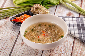 Asian soup with crab and prawn