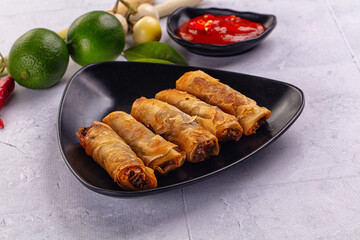 Stuffed Vietnamese Nem roll with meat