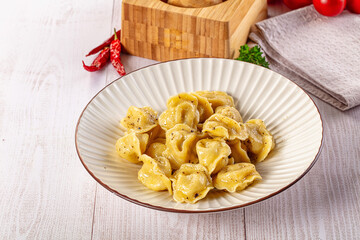 Tasty Russian dumplings with meat