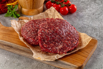 Raw beef burger cutlet for grill