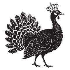 black turkey Silhouette Vector, High Quality Illustration on White Background