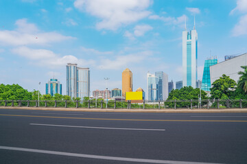 Fototapeta premium Skyline of Modern Urban Architecture and Street View of Commercial Streets in Guangzhou, Guangdong Province, China On March 5th, 2022