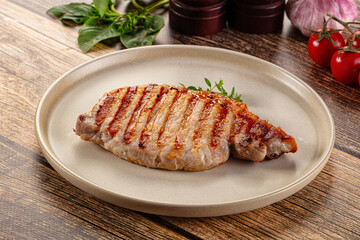 Juicy grilled pork fillet steak