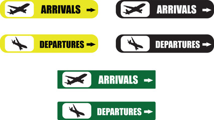 Naklejka premium Set of Airport Arrivals and Departures Signs