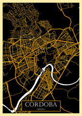 Córdoba Spain City Map. downtown tourism house art travel, scenic metropolis concept, travel art city, patriotic abstract banner, view office street