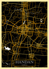 Handan China City Map. downtown tourism house art travel, scenic metropolis concept, travel art city, patriotic abstract banner, view office street