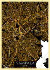 Kampala Uganda City Map. downtown tourism house art travel, scenic metropolis concept, travel art city, patriotic abstract banner, view office street