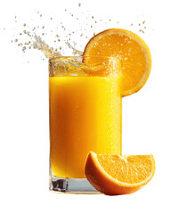 Glass of orange juice on white background --ar 4:5