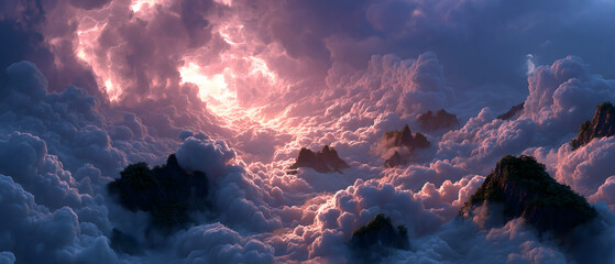 Shinto Myth・Izanagi's Divine Mist Creation | Swirling Mist, Spear Tip, Archipelago Silhouette, God Lineage, Underworld Path