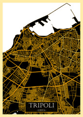 Tripoli Libya City Map. downtown tourism house art travel, scenic metropolis concept, travel art city, patriotic abstract banner, view office street