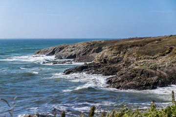 Pointe St-Mathieu avec son phare, son sémaphore et les ruines de son Abbaye, dans le Finistère en Bretagne. france.