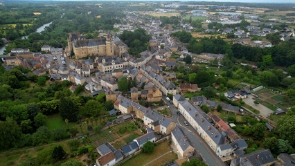 Aerial panorama view of the old town in the city of Tours in France on a sunny summer day

