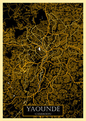 Yaoundé Cameroon City Map. downtown tourism house art travel, scenic metropolis concept, travel art city, patriotic abstract banner, view office street