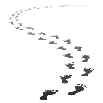 Vector foot tracks footpath