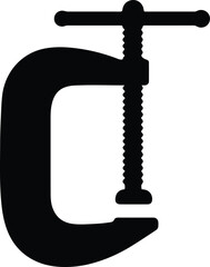 Vector C clamp tool industrial equipment black silhouette Illustrator