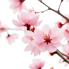 Obraz premium the branch of a cherry blossom isolated on a white background
