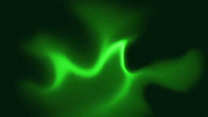 Abstract Emerald Fluid Waves with Aurora Effect Background