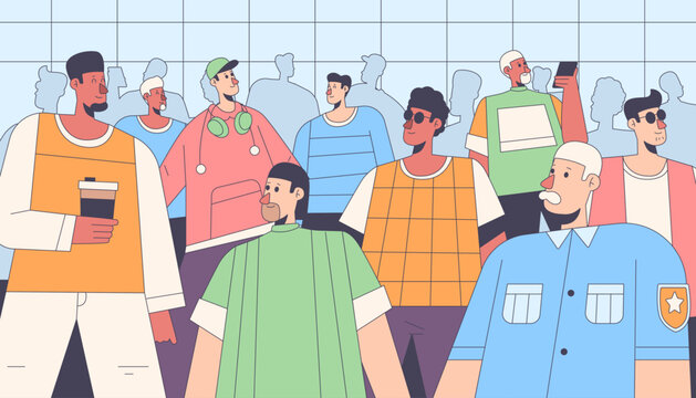 some people standing in the crowd