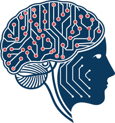 Human head silhouette with a brain as a symbol of technology and ideas for business communication