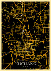 Xuchang China City Map. downtown tourism house art travel, scenic metropolis concept, travel art city, patriotic abstract banner, view office street