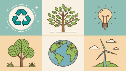 Eco-Friendly Icons Nature, Recycling, and Sustainable Energy