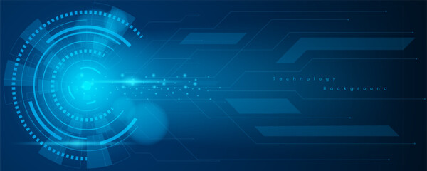Blue technological background with circle design elements and lines