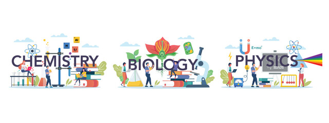 Science lab and school class with science elements