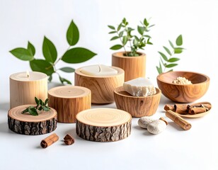 Serene rustic spa scene with natural elements