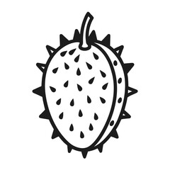 simple black line art drawing of horned melon-fruit