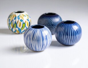Artistic Display of Colorful Ceramic Vases in Studio Setting