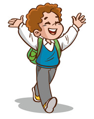 Obraz premium happy school children going to school