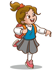 happy school children going to school