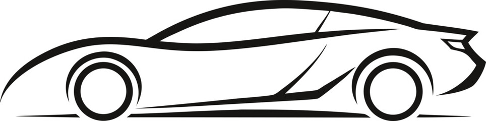 Single Line Modern Sleek Sports Car Logo Vector