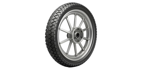 Obraz premium Motorcycle tire and wheel isolated on transparent background for optimal performance