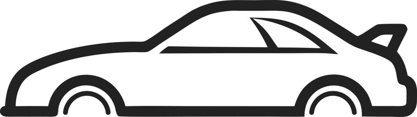 Single Line Rally Car Outline White Logo Vector