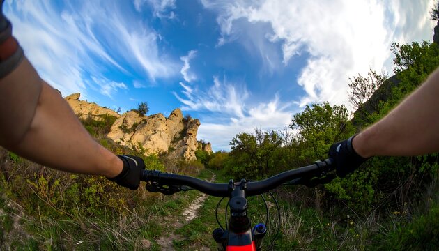 Mountain biker on scenic trail
