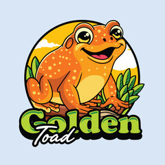 Golden Toad Extinct Animal Cartoon Illustration