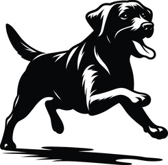 Running Labrador Dog Silhouette – Energetic Pet Vector Illustration