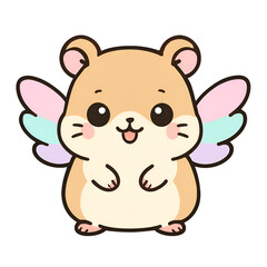 Fototapeta premium Adorable cartoon hamster with colorful wings, perfect for children's designs and fun projects