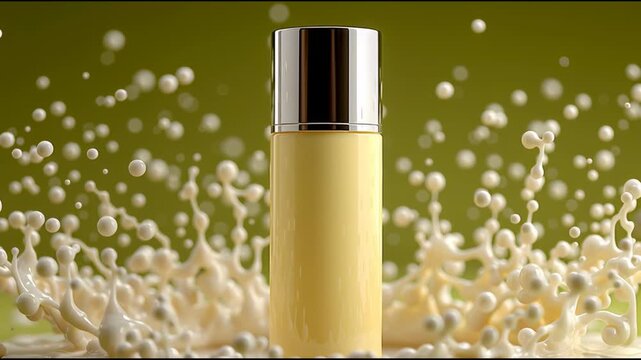 Luxury Cosmetic Bottle with Cream Splash

